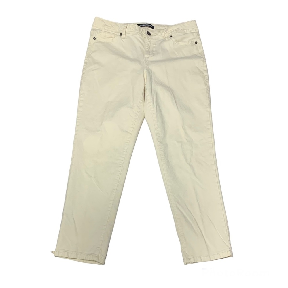 Calvin Klein Cream White Straight Leg Comfy Capris Lightweight Pants Size 4